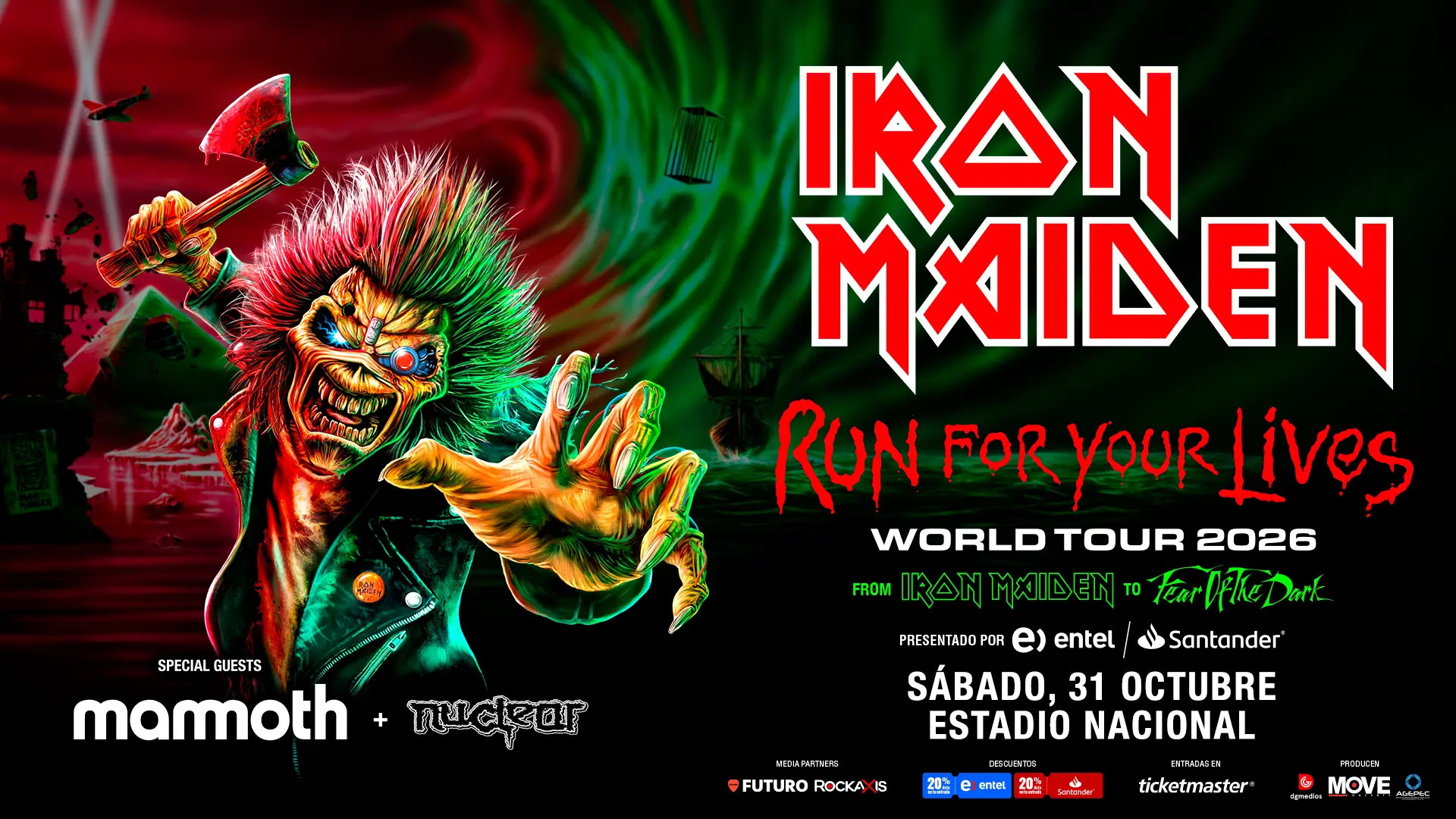 Iron Maiden confirmó concierto en Chile 2026 con su gira aniversario “Run For Your Lives”